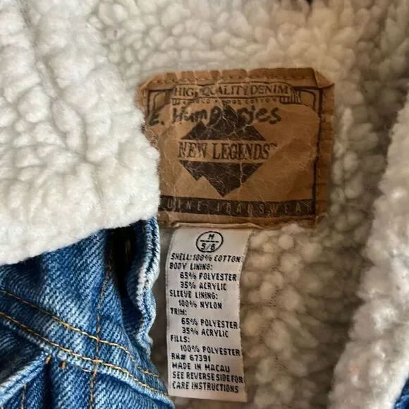 Vintage Denim Sherpa lined jacket boys 5/6 - Picture 4 of 6